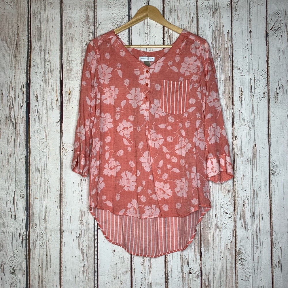 3/$25 Christoper & banks pink blouse large
